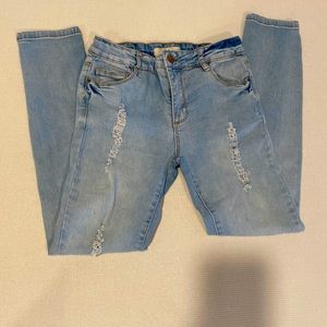 Forever 21 Light Blue Ripped Skinny Jeans